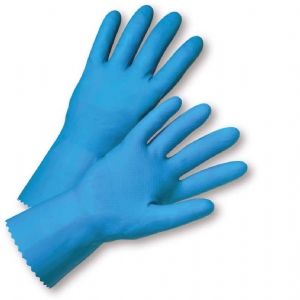 GLOVE LATEX BLUE 21 MIL;FLOCK LINED SZ 7 - Latex, Supported